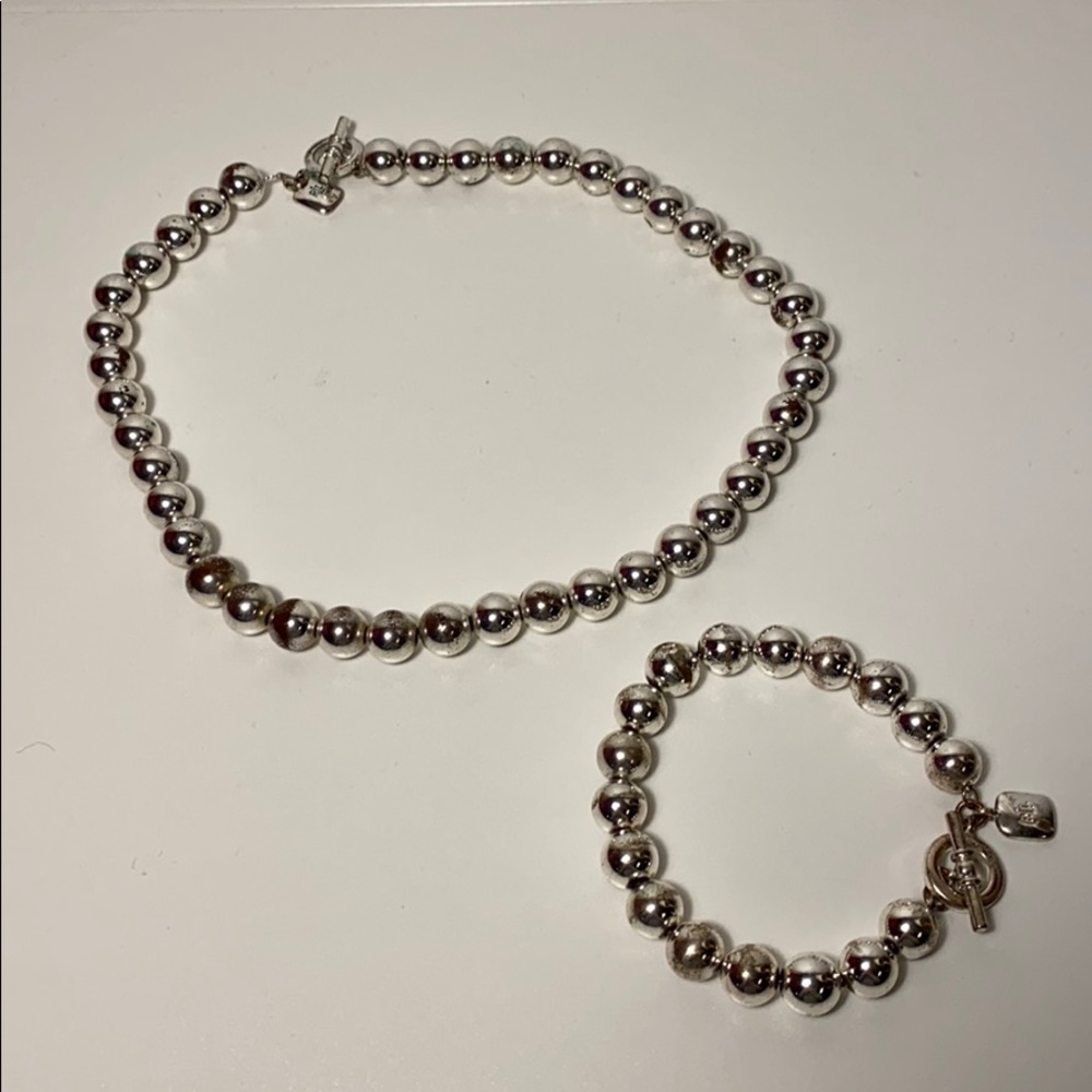 Ralph Lauren Silver Plated Balls Necklace Bracelet